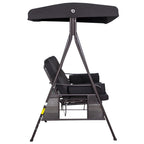 Outsunny 3-Sitzer Hollywoodschaukel mit Sonnendach & Kissen – Schwarz