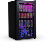 Getränkekühlschrank | Freistehender Kühlschrank für 126 Dosen mit Glastür mit Scharnier rechts | Mini-Getränkekühlschrank, perfekt für Bier, Wein, Limonade und kühlere Getränke
