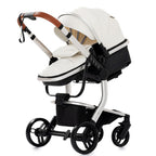 3 in 1 Kombikinderwagen 3 in 1 Reisesysteme Kinderwagen Infant Hochlandschaft Liegender Buggy Kinderwagen Neugeborenen Kinderwagen Faltbarer Standardkinderwagen (906 White)