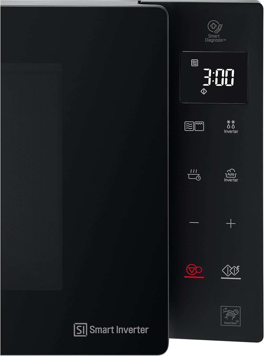 LG MH6535GIS Mikrowelle mit Inverter Technologie & Quarz Grill, 25 Liter Kapazitt, 1000 W, Automatikprogramme, einstellbare Leistungsstufen für optimales Garen und EasyClean-Funktion, Schwarz