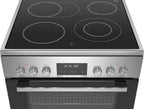 Bosch HKR39C250 Serie 4 Elektro-Standherd, 60 cm breit, EcoClean Direct Reinigungshilfe, 3D Heißluft Backen auf 3 Ebenen, LED-Display-Steuerung, erweiterbare Kochzone für großes Kochgeschirr