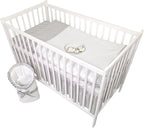 Bello24 - 16 Teiliges Babybett Kinderbett und Bettwäsche komplett Set Happy Leo inkl. Matratze höhenverstellbar für Neugeborene Babys und Kleinkinder aus Massivholz (Grau - Teddybär Mond)
