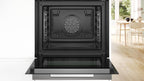 Bosch HMG7361B1, Serie 8 smarter Einbau-Backofen mit Mikrowellenfunktion, 60 x 60 cm, Made in Germany, Schwarz, Air Fry, Digitaler Bedienring, Touchdisplay, Automatikprogramme, Reinigungsunterstützung