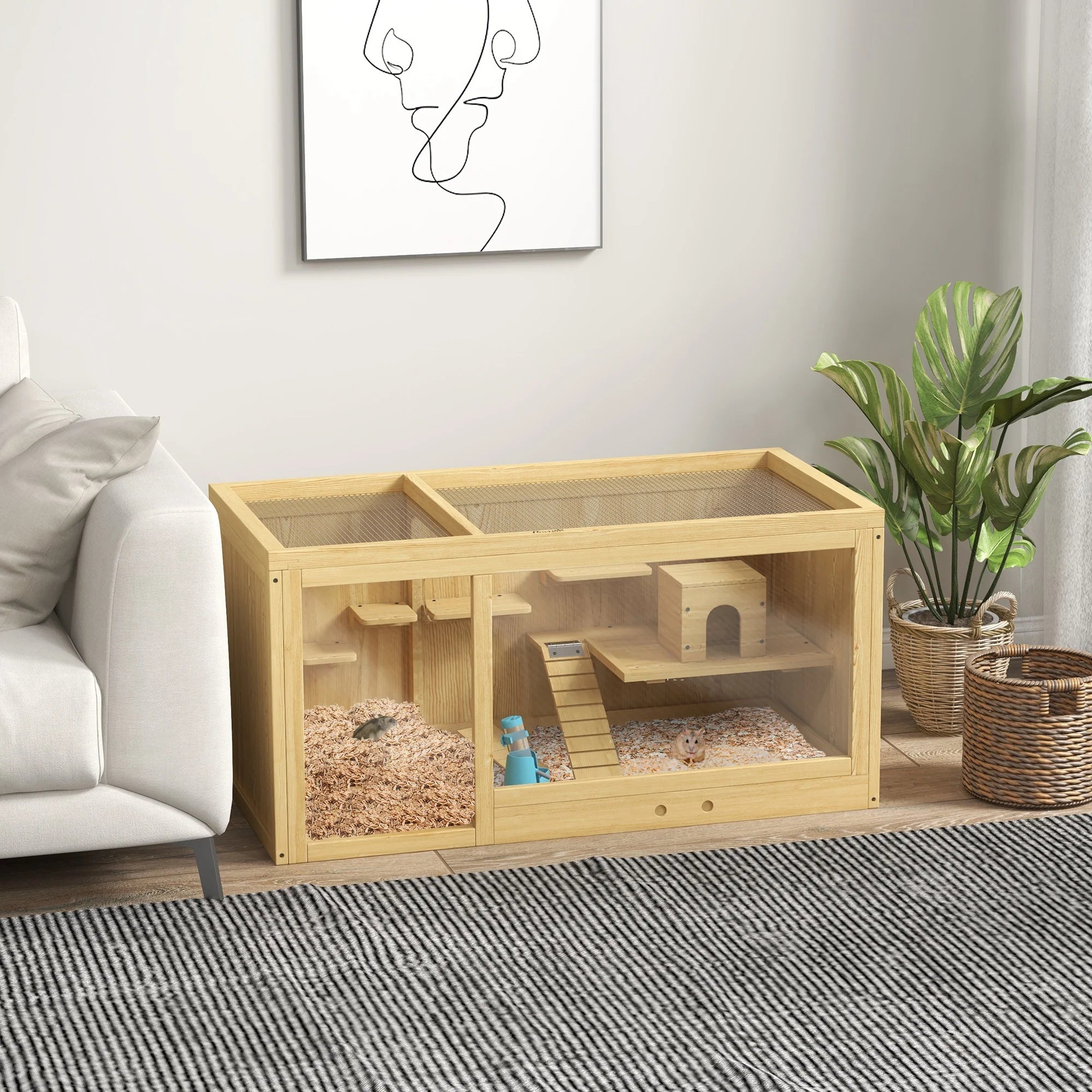 PawHut Hamsterkäfig Kleintierkäfig mehrstöckig mit Zubehör Holz