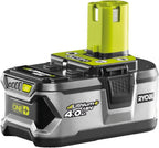 RYOBI 18 V ONE+ Akku-Rasenmäher RLM18X33B40 (Schnittbreite 33 cm, 5-fache Höhenverstellung 25-65 mm, zusammenklappbares Griffgestänge, inkl. Mulchkeil, 35l Grasfangsack, 4,0Ah Akku & Ladegerät)