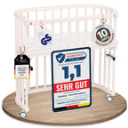 babybay Original Beistellbett aus massivem Buchenholz / kompakt & verwandelbar / Kinderbett Höhe stufenlos verstellbar & umweltfreundlich / mitwachsendes Babybett (weiß lackiert) / inkl. Matratze