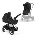 CYBEX Gold Kinderwagen EOS Lux 2-in-1 mit Babyschale Aton B2 i-Size und Babyschalen-Adapter, Reisesystem, Ab Geburt bis 22 kg (ca. 4 Jahre), Moon Black (Schwarz)