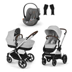 CYBEX Gold Kinderwagen EOS Lux 2-in-1 mit Babyschale Aton B2 i-Size und Babyschalen-Adapter, Reisesystem, Ab Geburt bis 22 kg (ca. 4 Jahre), Moon Black (Schwarz)