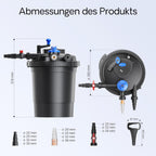 SunSun CPF-15000 Druckteichfilter 10.000 l/h / 18 W UVC Einheit, Teichdruckfilter für Teiche bis 30.000 Liter, Teichklärer, Filteranlage