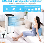Klimagerät ohne Abluftschlauch, 12L 60W Klimaanlage Mobil mit 12H Timer, 3 Modus, 40dB, 120°Oszillation, Abnehmbare Wassertank, Fernbedienung, Leise Luftkühler Air Conditioner für Wohnung Zimmer Räume