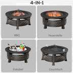 Outsunny Feuerschale BBQ-Grill 2-in-1 Bronzeoptik