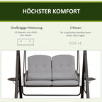 Outsunny Hollywoodschaukel 3-Sitzer mit Sonnendach und Ablagen