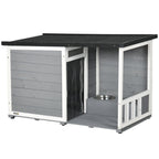 PawHut Hundehütte mit überdachter Veranda und Futternäpfen Outdoor
