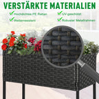 Outsunny Hochbeet Pflanzkübel rückenschonend mit Ablage Poly-Rattan