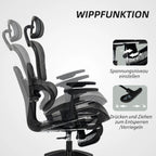 HOMCOM Bürostuhl ergonomisch verstellbar mit Liegefunktion