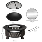 Outsunny Feuerschale BBQ-Grill 2-in-1 Bronzeoptik