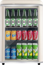Merax Kühlschrank 128L, Freistehend Getränkekühler mit 120L-Kühlschrank + 8L-Gefrierschrank, mit LED-Innenbeleuchtung und Verstellbare Einlegeböden, Superleise für Restaurant, Bar, Getränke und Bier