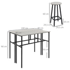 HOMCOM Bartisch-Set 6-teilig kombinierbar platzsparend Essgruppe