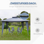 Outsunny Pavillon 3,45x3,45 m mit Doppeldach Grau