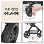 Hauck Uptown Kinderwagen Melange Rose – Kinderwagen für jedes Gelände, extra großer Sitz, flache Liegeposition, Gummiräder, Federung, kompakt und einfach zusammenklappbar, mit Regenschutz