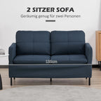 HOMCOM 2-Sitzer Sofa mit Leinenoptik & Stahlbeinen, Dunkelblau