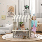 AIYAPLAY Spielhaus Kinderhaus Indoor mit Servierstation & Vorhängen