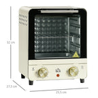 HOMCOM Minibackofen einstellbare Temperatur Timer Sichtfenster Cremeweiß