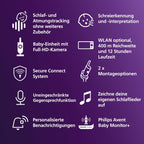 PHILIPS Avent Connected Videophone mit WLAN, hochwertiger HD-Kamera, Infrarot-Nachtsichtfunktion, Schrei-Erkennung, Gegensprechfunktion, 12 Stunden Bildschirmlaufzeit im Eco-Modus, Modell SCD951/26