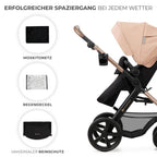 Kinderkraft MOOV2 AIR Kinderwagen 3 in 1 Kinderwagenset bis 26 kg mit Kindersitz I-SIZE 40-75 cm, Buggy Funktion, Liegeposition verstellbar, Große ausziehbare Verdeck, Aufblasbare Räder, Schwarz
