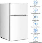 GOPLUS Kühlschrank mit Gefrierfach - Kühl Gefrierkombination / 90L Gesamtnutzinhalt, 27L Gefrierteil/Thermostat einstellbar/LED Innenbeleuchtung/Türanschlag wechselbar (Weiß)