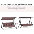 Outsunny Hollywoodschaukel 3-Sitzer Liegefunktion Sonnendach