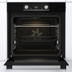Gorenje 738971 Einbaubackofen-Set OptiBake Black Steam Pyro Set / 77L / Heißluft/Pyrolyse/ExtraSteam/GentleClose/AirFry/Pizzamode 300°C/PerfectGrill/Induktions-Kochfeld mit BridgeZone/schwarz