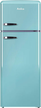 Amica KGC 15632 T Retro Kühl-/Gefrierkombination / Ice Blue (Türkis) / 144cm (H) x 55cm (B) x 62cm (T) / Retro-Design / Kühlschrank mit Gefrierfach