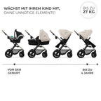 Kinderkraft MOOV2 AIR Kinderwagen 3 in 1 Kinderwagenset bis 26 kg mit Kindersitz I-SIZE 40-75 cm, Buggy Funktion, Liegeposition verstellbar, Große ausziehbare Verdeck, Aufblasbare Räder, Schwarz