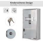 HOMCOM Medizinschrank abschließbar 3 Fächer Edelstahl