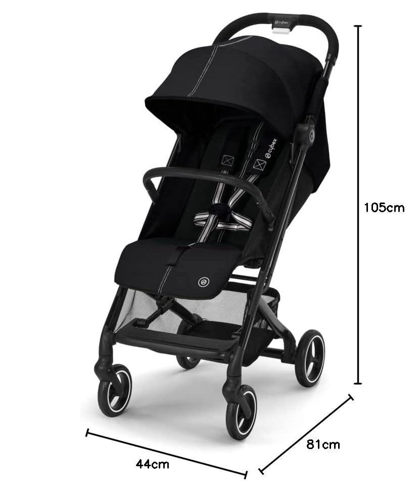Cybex Gold Kinderwagen Beezy mit One-Pull Harness, Ab Geburt bis ca. 4 Jahre (max. 22 kg), Kompakt und ergonomisch, Almond Beige (Beige mit schwarzem Rahmen)