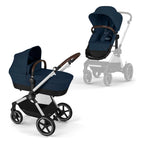 CYBEX Gold Kinderwagen EOS Lux 2-in-1 mit Babyschale Aton B2 i-Size und Babyschalen-Adapter, Reisesystem, Ab Geburt bis 22 kg (ca. 4 Jahre), Moon Black (Schwarz)