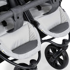 hauck Geschwisterwagen Roadster Duo SLX, Zwillingsbuggy ab Geburt bis 15 kg (ca. 3 Jahren) mit Liegefunktion, XL Korb, Einfach und Klein Zusammenklappbar, Große Räder (Grey/Silver)