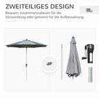 Outsunny Sonnenschirm 2,7 m Dunkelgrau mit Kurbel & UV-Schutz
