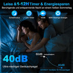 Klimagerät ohne Abluftschlauch, 12L 60W Klimaanlage Mobil mit 12H Timer, 3 Modus, 40dB, 120°Oszillation, Abnehmbare Wassertank, Fernbedienung, Leise Luftkühler Air Conditioner für Wohnung Zimmer Räume