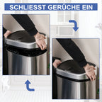 HOMCOM Automatik Mülleimer mit Sensor hygienisch Edelstahl