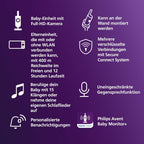 PHILIPS Avent Connected Videophone mit WLAN, hochwertiger HD-Kamera, Infrarot-Nachtsichtfunktion, Schrei-Erkennung, Gegensprechfunktion, 12 Stunden Bildschirmlaufzeit im Eco-Modus, Modell SCD951/26