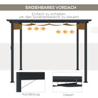 Outsunny Pergola 2,95x2,95 m mit Schiebedach Grau