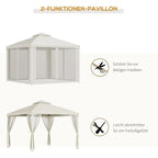 Outsunny Gartenpavillon Doppeldach Insektenschutz cremeweiß