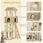 PawHut Kratzbaum Katzenhöhle 2in1 mit Sisal-Kratzstämmen