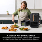 Ninja Heißluftfritteuse MAX PRO, 6,2 L, ölfrei, große Schublade, Rösten, Backen, Air Fry, Antihaftbeschichtet, Spülmaschinenfester Korb & Crisper Gittereinsatz, Silikonzange, Schwarz/Kupfer, AF180EUCP