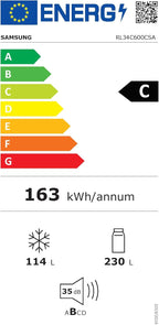 Kühl-Gefrier-Kombination, Kühlschrank mit Gefrierfach, 203 cm, 390 l Gesamtvolumen, 114 l Gefrierteil, AI Energy Mode, Edelstahl-Look, RL38C600CSA/EG