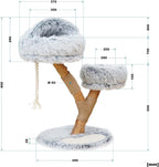Fudajo Designer Kratzbaum in Zweigdesign 130 cm hoch, Katzenkratzbaum mit Plüsch und Sisal, Kletterbaum für Katzen, Katzenbaum mit Hängeliege