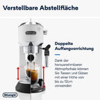 De'Longhi Dedica Style EC 685.M – Espresso Siebtrgermaschine, Espressomaschine mit professionellem Milchaufschumer, nur 15 cm breit, für Kaffeepulver oder ESE Pads, 1 l Wassertank, silber