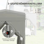 Outsunny Faltpavillon 2,5×2,5 m mit UV-Schutz & Seitenteilen